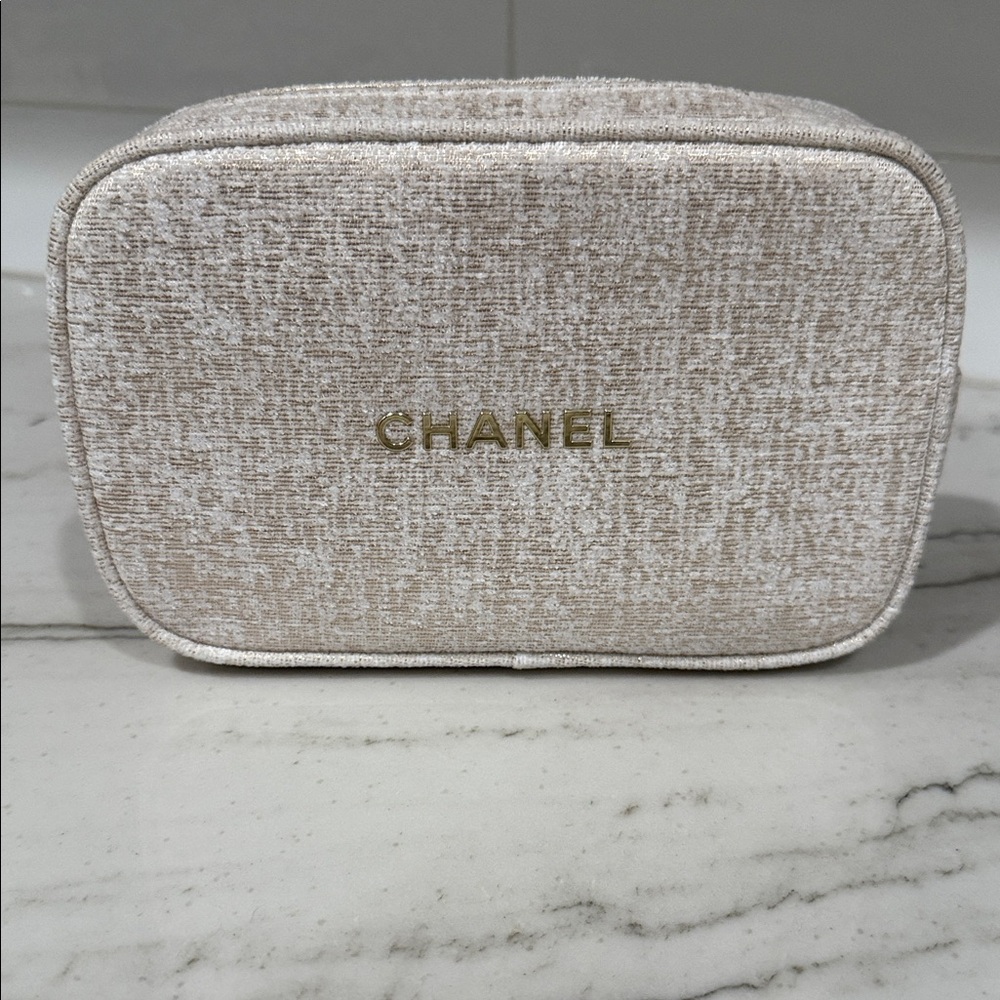 CHANEL Textured Beige Pouch